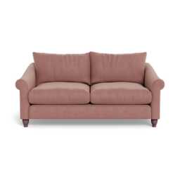 Heal's Devon 3 Seater Smart Luxe Velvet Dusky Pink Walnut Stained Beech Feet