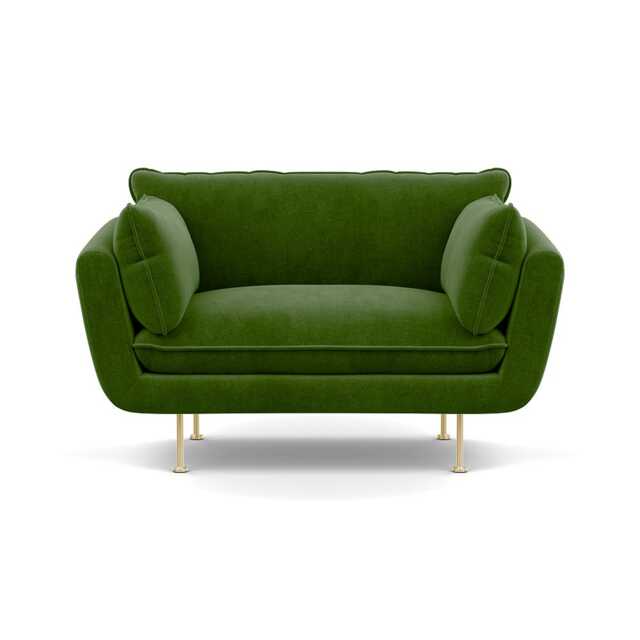 Heal's Allora Loveseat Smart Luxe Velvet Grass Brass Feet