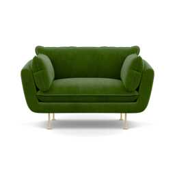 Heal's Allora Loveseat Smart Luxe Velvet Grass Brass Feet