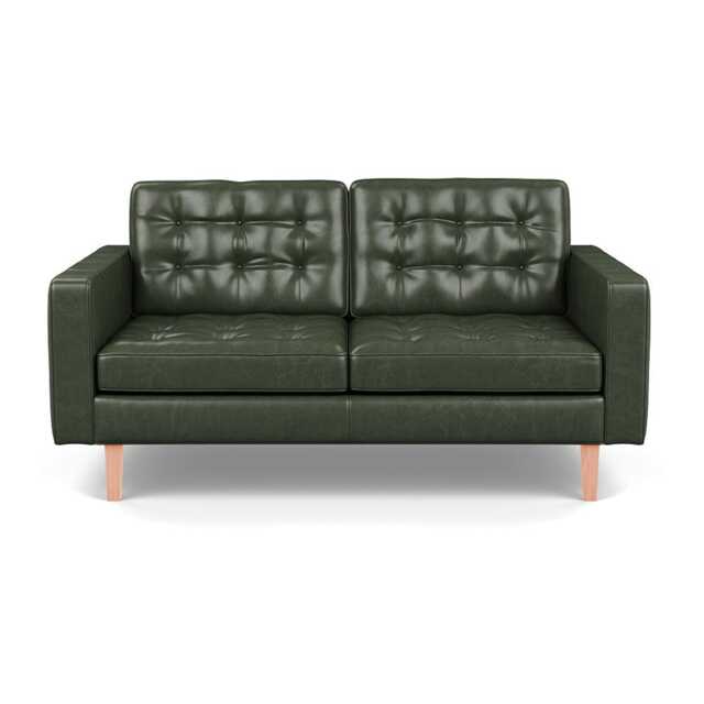 Heal's Hepburn 2 Seater Stonewash Leather Vintage Green 278 Natural Feet
