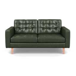 Heal's Hepburn 2 Seater Stonewash Leather Vintage Green 278 Natural Feet