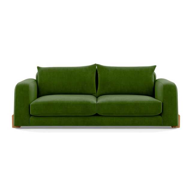 Heal's Nuvola 4 Seater Sofa Smart Luxe Velvet Grass Natural Oak Feet