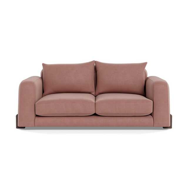 Heal's Nuvola 2 Seater Sofa Smart Luxe Velvet Dusky Pink Walnut Stained Oak Feet - image 1