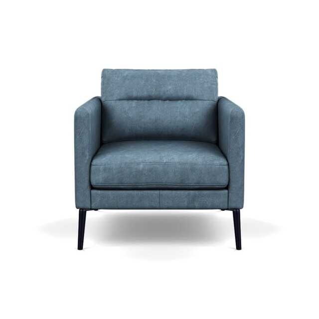 Heal's Altamura Armchair Old England Leather Blue Black Feet
