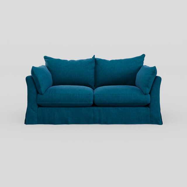 Heal's Tailor Loose Cover 3 Str Sofa Velvet Teal Natural Beech Feet