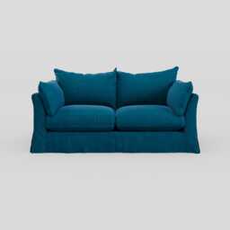 Heal's Tailor Loose Cover 3 Str Sofa Velvet Teal Natural Beech Feet