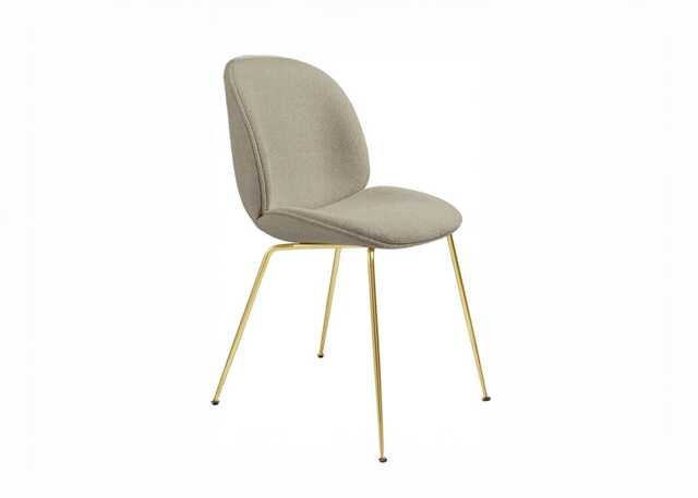 Gubi Beetle Dining Chair Boucle 008 Brass Conic Base