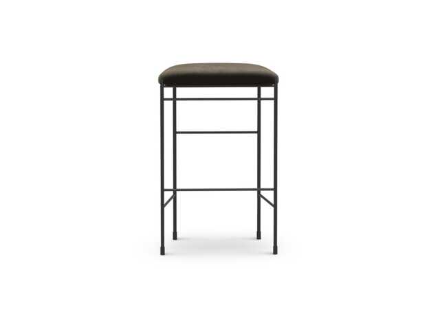 New Works Covent Bar Stool 65cm Royal Nubuk Dark Brown Leather