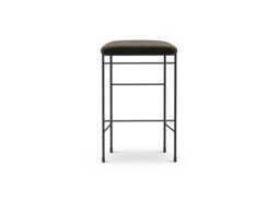 New Works Covent Bar Stool 65cm Royal Nubuk Dark Brown Leather
