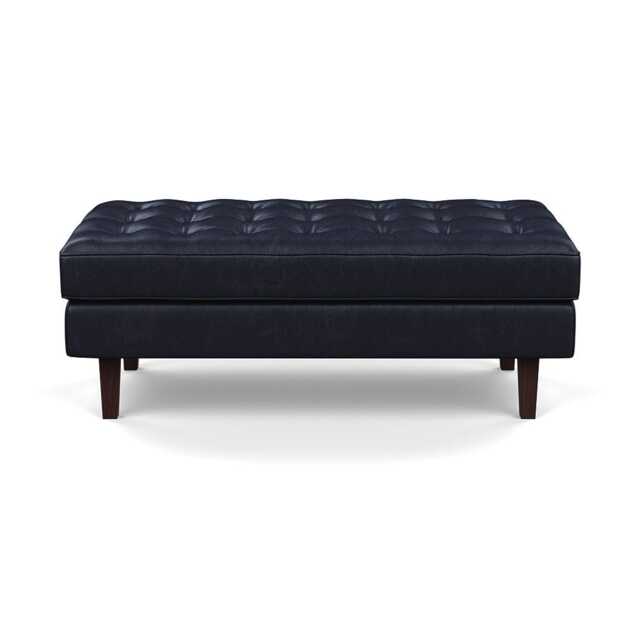 Heal's Hepburn Ottoman Stonewash Leather Black 263 Wenge Feet