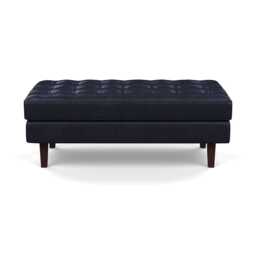 Heal's Hepburn Ottoman Stonewash Leather Black 263 Wenge Feet
