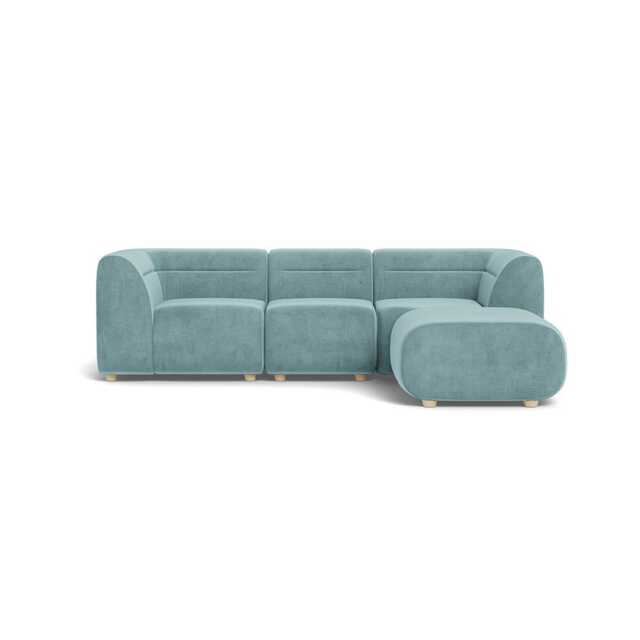 Heal's Lilli Right Hand Facing Compact Corner Smart Luxe Velvet Mineral Blue Natural Feet