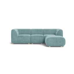 Heal's Lilli Right Hand Facing Compact Corner Smart Luxe Velvet Mineral Blue Natural Feet