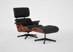 Vitra Eames Lounge Chair & Ottoman Santos Palisander Contemporary L50 66 Nero Polished Black Hard Glides