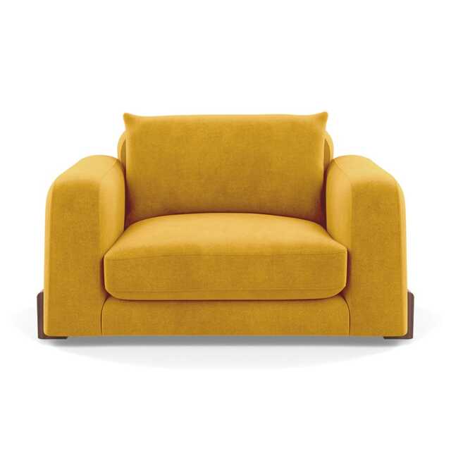 Heal's Nuvola Loveseat Smart Luxe Velvet Canary Walnut Stained Feet