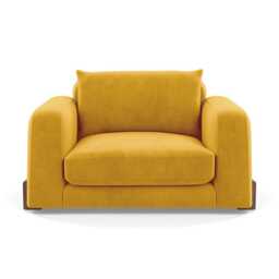 Heal's Nuvola Loveseat Smart Luxe Velvet Canary Walnut Stained Feet