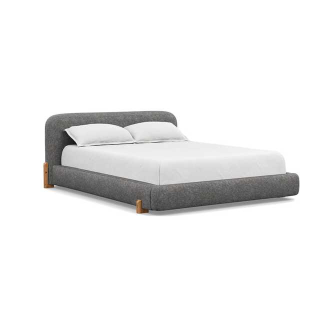 Heal's Nuvola Super King Bed Melton Wool Shale Natural Oak Feet