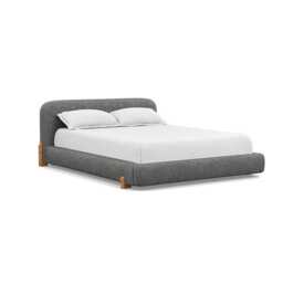 Heal's Nuvola Super King Bed Melton Wool Shale Natural Oak Feet