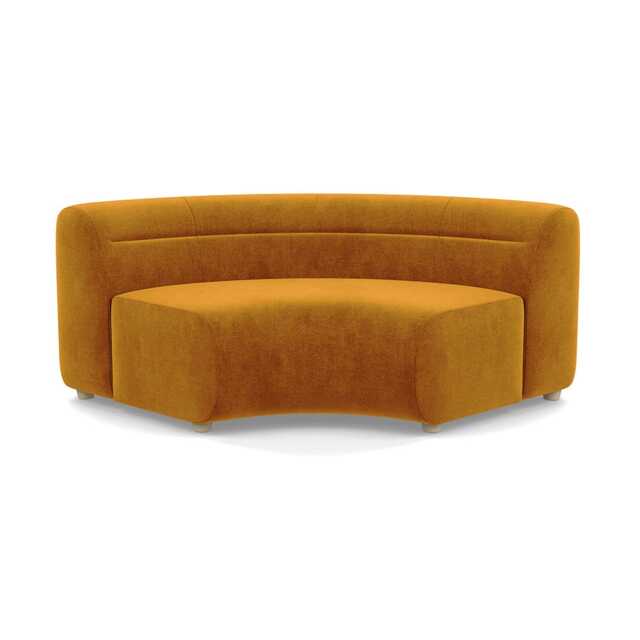 Heal's Lilli Curved Corner Unit Module Smart Luxe Velvet Cognac Natural Beech Feet