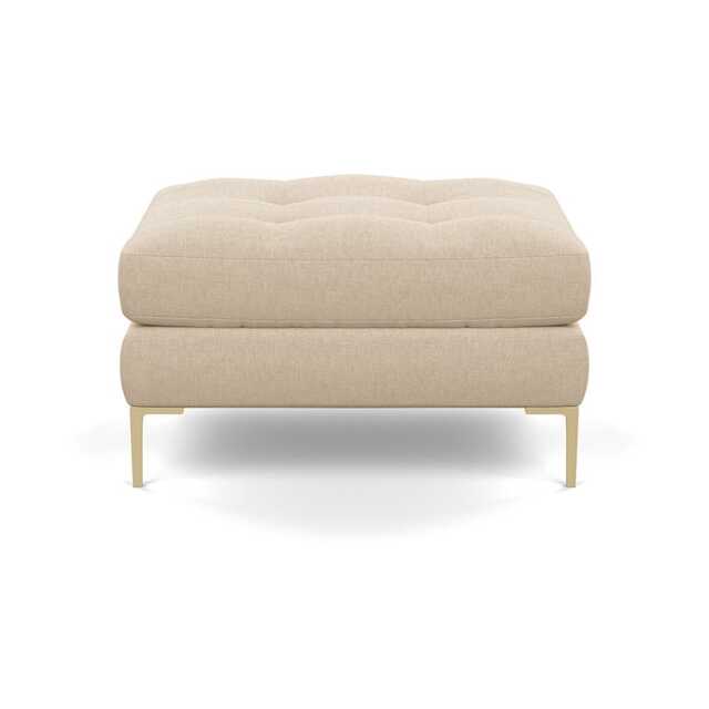Heal's Eton Footstool Brushed Cotton Oat Brass Feet