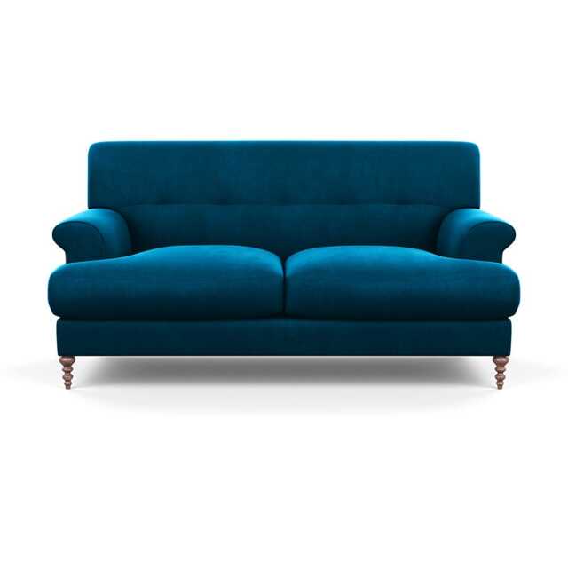 Scp Oscar 2 Seater Informal Sofa Velvet Teal Walnut Feet