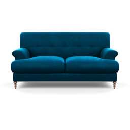 Scp Oscar 2 Seater Informal Sofa Velvet Teal Walnut Feet