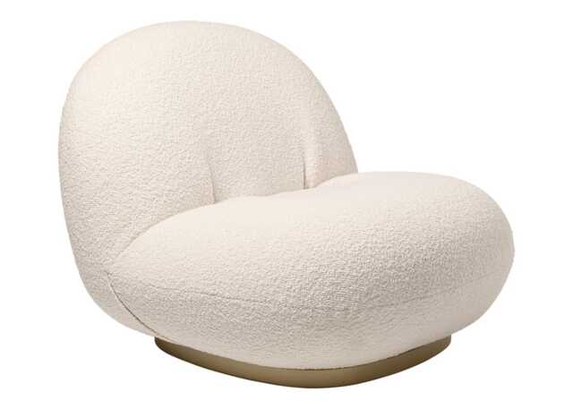 Gubi Pacha Lounge Chair with Pearl Gold Base