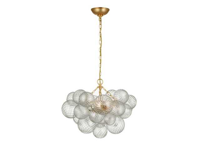 Visual Comfort Talia Chandelier Pendant Light Gild & Clear Swirled Glass Small