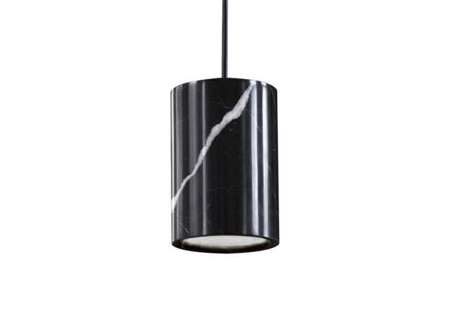 Case Solid Pendant Light Cylinder Nero Marquina Marble