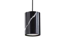 Case Solid Pendant Light Cylinder Nero Marquina Marble