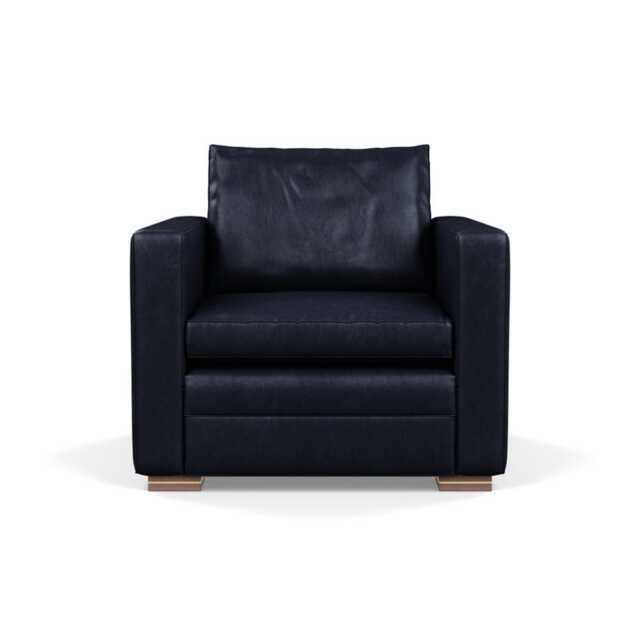 Heal's Palermo Armchair Stonewash Leather Black 263 Brass and Walnut Feet - image 1