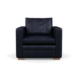 Heal's Palermo Armchair Stonewash Leather Black 263 Brass and Walnut Feet