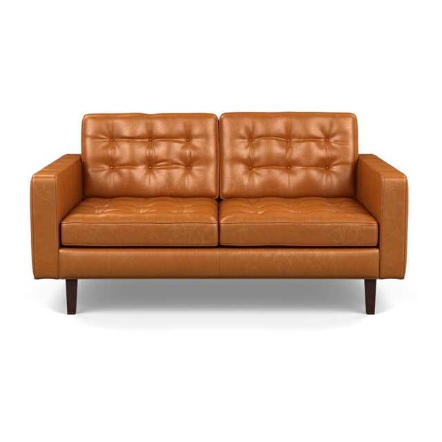 Heal's Hepburn 2 Seater Stonewash Leather Toffee 277 Wenge Feet