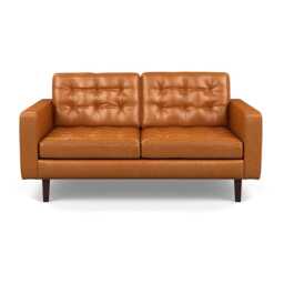 Heal's Hepburn 2 Seater Stonewash Leather Toffee 277 Wenge Feet
