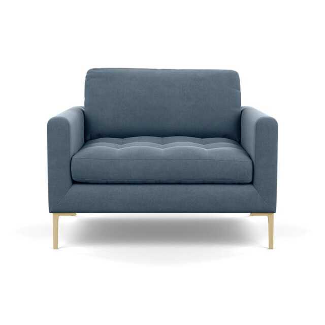 Heal's Eton Loveseat Capelo Linen-Cotton Mineral Brass Feet
