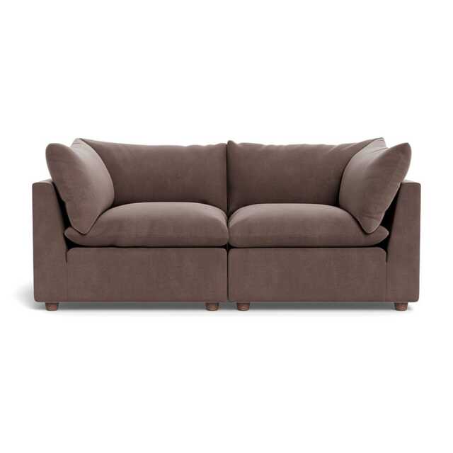 Heal's Astrid 3 Seater Sofa Smart Velvet Mouse Walnut Stained Beech Feet