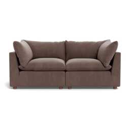 Heal's Astrid 3 Seater Sofa Smart Velvet Mouse Walnut Stained Beech Feet