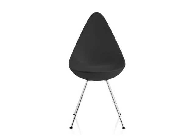 Fritz Hansen Drop Side Chair Black Chromed Legs