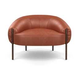Heal's Isola Armchair Leather Stonewash Light Brown 274 Bronze Feet