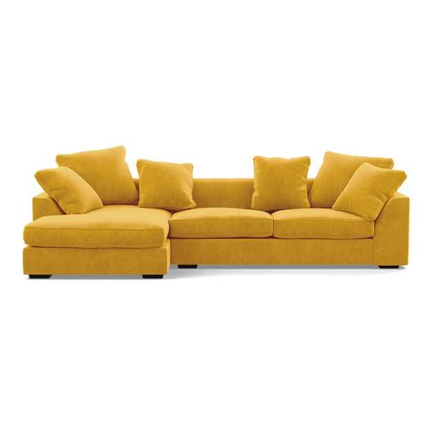 Heal's Cumulus LHF Corner Sofa Smart Luxe Velvet Canary Black Feet