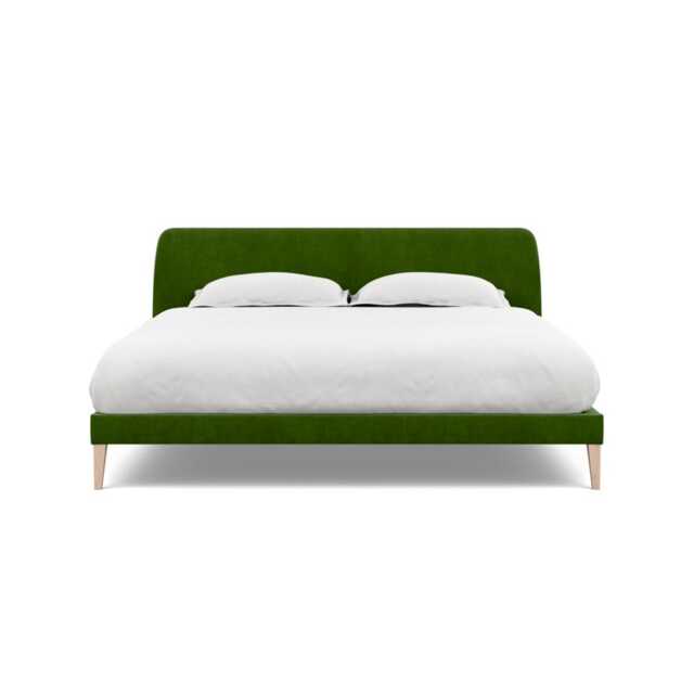 Heal's Wallis SuperKing Bed Smart Luxe Velvet Grass Natural Oak Feet - image 1