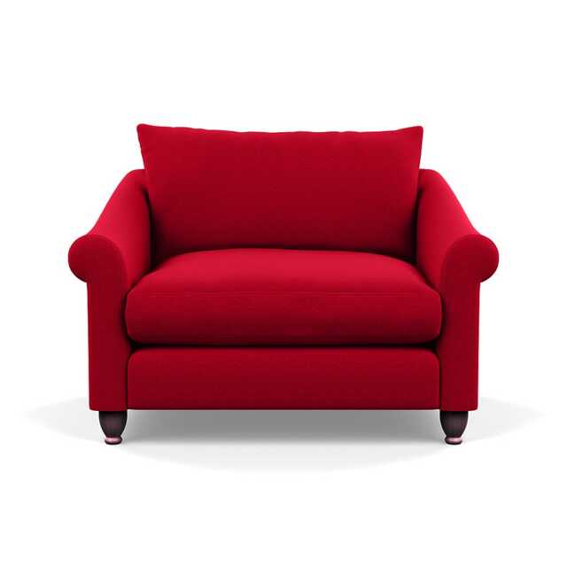 Heal's Devon Loveseat Melton Wool Red Oxide Walnut Stained Feet - image 1