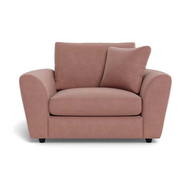 Heal's Snooze Loveseat Smart Luxe Velvet Dusky Pink Black Feet