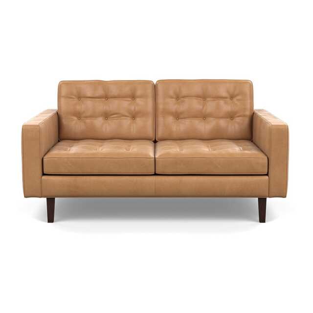 Heal's Hepburn 2 Seater Daino Leather Parchment Black Feet