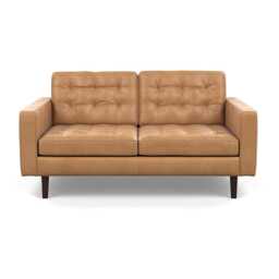 Heal's Hepburn 2 Seater Daino Leather Parchment Black Feet