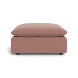Heal's Astrid Ottoman Smart Luxe Velvet Dusky Pink Walnut Stained Beech Feet