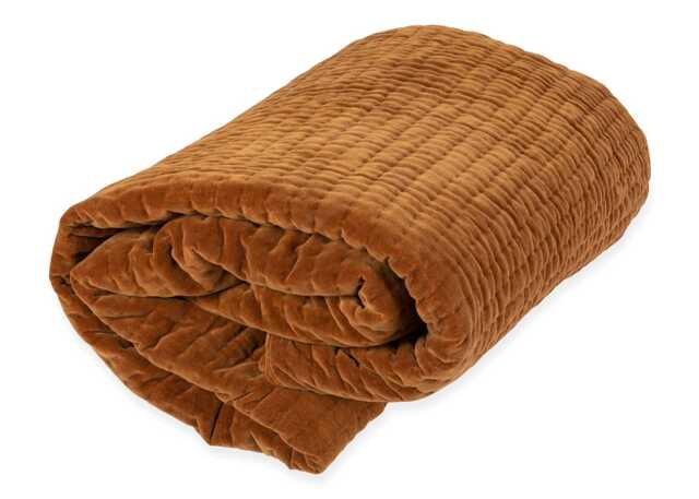 Heal's Kantha Velvet Bedspread Toffee 240 x 260cm