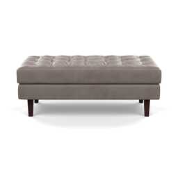 Heal's Hepburn Ottoman Daino Leather Elephant Black Feet