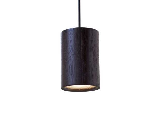 Case Solid Pendant Light Cylinder Black Stained Oak