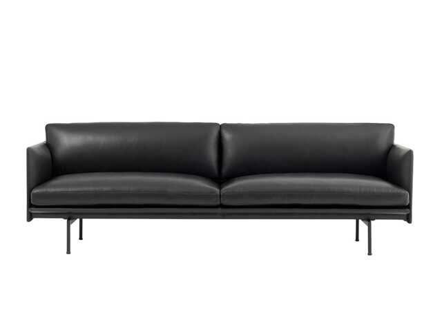 Muuto Outline 3 seater Refine Leather Black